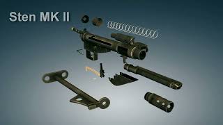 Sten MK II submachine gun Disassembly  3dGun [upl. by Cole]