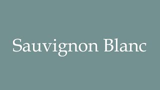 How to Pronounce Sauvignon Blanc Correctly in French [upl. by Cheke857]