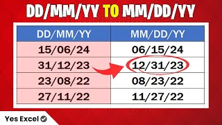 Convert Text Date DDMMYY to MMDDYY in Excel [upl. by Hamburger281]