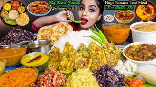 ASMR Eating South Indian ThaliSadhyaRiceKheerSambarPapadVeg Stir Fry ASMR Eating Food Video [upl. by Ib]