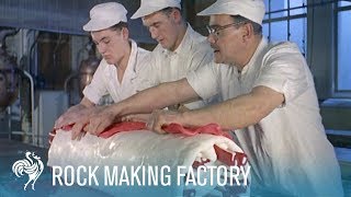 London Rock Making Candy Factory 1957  British Pathé [upl. by Naujled]