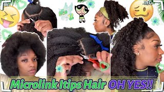 How To ItipMicrolink On Natural Curly Hair Hot Microloops Extensions FtELFINHAIR [upl. by Larena]