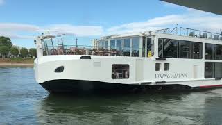 Passing the Viking Alruna viewed from the Viking Mani river cruise ship [upl. by Leipzig]