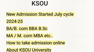 KSOU 202425 July cycle new admission BABcom MA  Mcom [upl. by Nerred375]