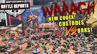 NEW CODEX Orks vs Custodes  AJs Warhammer 40K Battle Reports [upl. by Eylk]