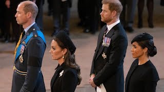 Queen Elizabeths Funeral Prince William Kate Middleton Prince Harry and Meghan Markle Arrive [upl. by Obbard274]