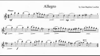 Allegro by Jean Baptiste Loeillet play along accompaniment [upl. by Aspa]