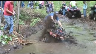 KAWASAKI BRUTE FORCE VS HONDA RANCHER WHO GETS THROUGH THE MUD FASTEST [upl. by Ognimod]