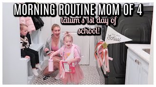 NEW MORNING ROUTINE MOM OF 4 2024  TATUMS 1ST DAY OF PRESCHOOL  SCHOOL MORNING ROUTINE 2024 [upl. by Kralc42]