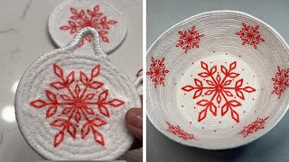 Napkin Sew Christmas Rope Bowl Easy Beginner Sewing Straight Line sweetcountrylivinginmichigan [upl. by Koran99]