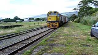 Freight train roars through Ashhurst nearing Palmerston Nth [upl. by Siradal]