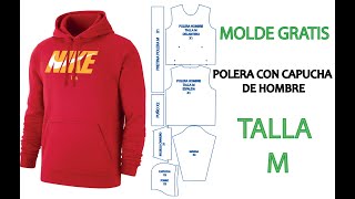 MOLDE DE POLERA CON CAPUCHA DE HOMBRE M [upl. by Ecnatsnoc]