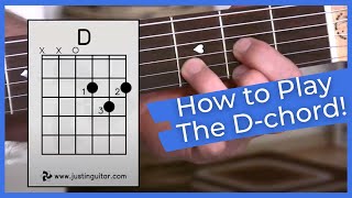 Super Easy First Guitar Lesson  Guitar Lessons For Beginners  Stage 1  The D Chord [upl. by Ylsew]