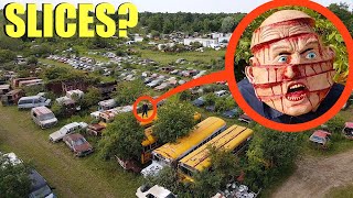 drone catches Slices the Demon at this abandoned car scrap yard we found him [upl. by Aina]