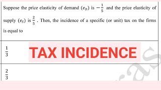 Tax incidence of specific tax from Elasticity of demand and supply iitjameconomics2024 [upl. by Eirb]