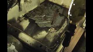 1983 MercedesBenz 240D  part 17 removing interior floor coating [upl. by Alihet880]