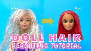 DIY Doll hair rerooting tutorial  no glue [upl. by Deragon410]