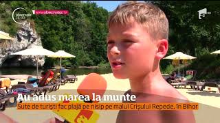 Au adus marea la munte Sute de turiști fac plajă pe nisip pe malul Crișului Repede în Bihor [upl. by Gervais]