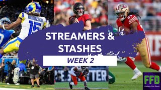 Fantasy Football Streamers and Stashes Week 2 [upl. by Ettezoj]