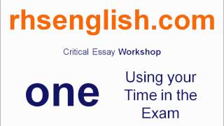 Higher English Critical Essay Workshop  One Using your Time in the Exam [upl. by Parfitt791]