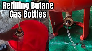 How to refill butane gas bottles  refilling gas canisters  refilling empty butane gas bottles [upl. by Jak634]