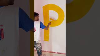 Wall painting yellow collor fast ❤️wallpainting homedecor [upl. by Kareem]