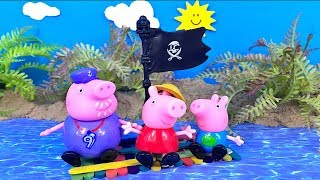 PEPPA PIG WITH DADDY PIG AND GEORGE WENT ON A FISHING TRIP AND GRANDPA PIG BUILT A RAFTING BOAT [upl. by Conn]