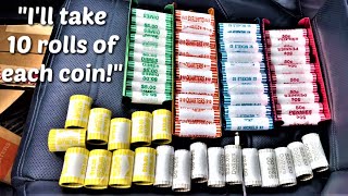 BUYING 10 ROLLS OF EVERY COIN FROM 5 DIFFERENT BANKS LETS SEE WHAT WE CAN GET [upl. by Bondon]