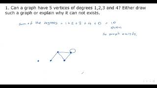 Can a graph have 5 vertices of degrees 1 2 3 4 and 5 Either draw such a graph or explain why it [upl. by Oringas]