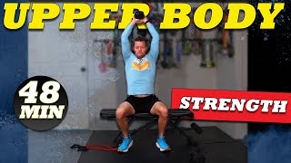 Effective 48 Min Upper Body Strength Workout  Abs Included  Dumbbells amp Bench used [upl. by Notnirb]