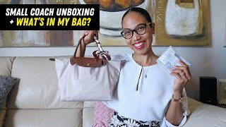 SMALL COACH UNBOXING  WHATS IN MY BAG  LONGCHAMP LE PLIAGE SMALL TOP HANDLE coach longchamp [upl. by Tak]