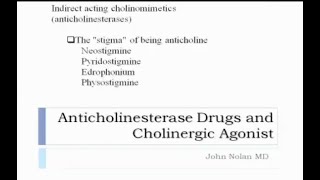 Lect 16 Anticholinesterase Drugs [upl. by Benjamen444]