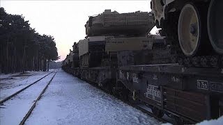 US tanks and troops arrive in Poland [upl. by Wei]