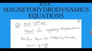 ED MAGNETOHYDRODYNAMICS EQUATIONS [upl. by Eenafets]