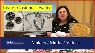 List of Costume Jewelry Marks Designers and Values by Dr Lori [upl. by Anaitsirk521]