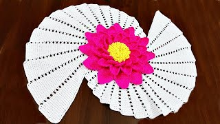 Crochet Fan DoilyEnglish subtitle is available   كروشية مفرشة مروحية [upl. by Aloisia]