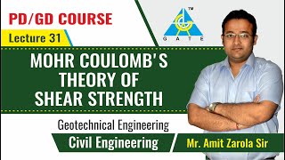 Mohr Coulombs Theory of Shear Strength  Lecture 31  Geotechnical Engineering [upl. by Dareen138]