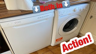 Indesit My Time MTWC91495 washer amp Currys Essential CDW60W16 dishwasher  Auto clean start washer [upl. by Tiffa857]