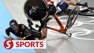 Paris 2024 Crash denies Shah Firdaus a podium finish in mens keirin [upl. by Ranilopa]