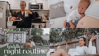 realistic TODDLER NIGHT ROUTINE while solo parenting  pregnant [upl. by Idnam]