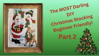 DIY Christmas Decor Bucilla Felt Stocking Kit quotSantas Gatheringquot  Beginner Friendly Part 2 [upl. by Atahs]