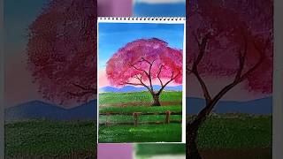 How to draw Spring Painting 🖌️springseason cherry shorts ytshorts [upl. by Geesey]