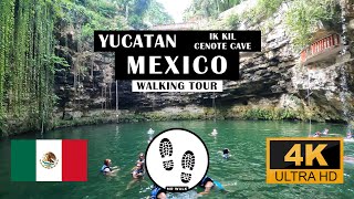 Yucatan Ik Kil Cenote Cave  Mexico  Walking Tour [upl. by Lenahc]