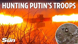 Incredible footage shows firstperson view from Ukrainian drones as they bombard Russian soldiers [upl. by Marras590]