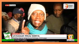 Raila’s running mate Martha Karua the first person to vote at Mugumo Primary School in Kirinyaga [upl. by Yerffe]