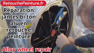 Alloy wheel repair Réparation jantes bi ton alu en retouche peinture [upl. by Ynnahc]