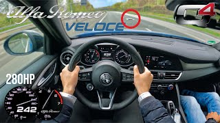 Alfa Romeo Giulia Veloce 280HP ACCELERATION TOP SPEED AUTOBAHN POV [upl. by Sorkin10]