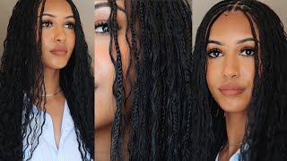 Watch me do knotless boho braids using just human hair No braiding hair added [upl. by Nonna]