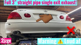 Lexus Gs300 3” straight pipe single exit exhaust revs cold start pulls [upl. by Nennerb125]