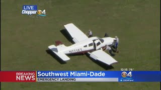 Small Plane Forced To Land In Field In SW MiamiDade [upl. by Arrat985]